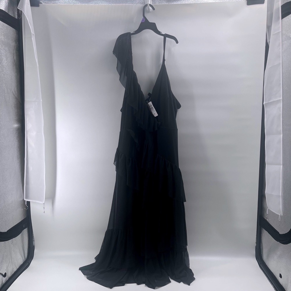 Torid Midi Mesh Ruffle Surplice Asymmetrical Dress x3 3X 22-24 cocktail party - Picture 5 of 8